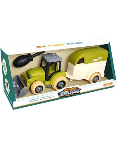 Игрален комплект Ocie - Farm Truck, Сглобяем трактор с ремарке и кон