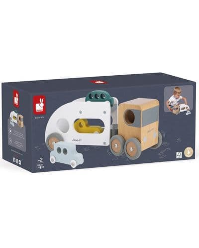Игрален комплект Janod - Автовоз с 3 коли Bolid