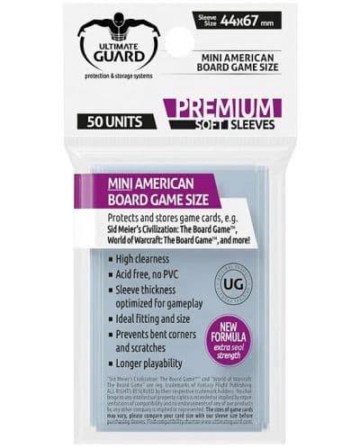 Протектори за карти Ultimate Guard - Premium Sleeves, Mini American (50 бр.)