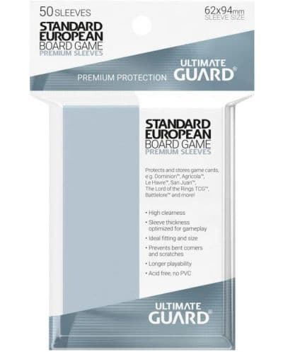 Протектори за карти Ultimate Guard - Premium Soft Sleeves, Standard European (50 бр.)