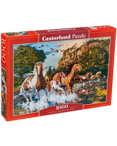 Пъзел Castorland от 1000 части - Коне в реката