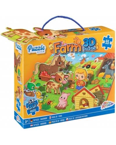 Детски 3D пъзел Grafix от 55 части - Ферма