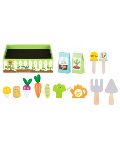 Игрален комплект Tooky Toy - Дървен градински сет, 14 части