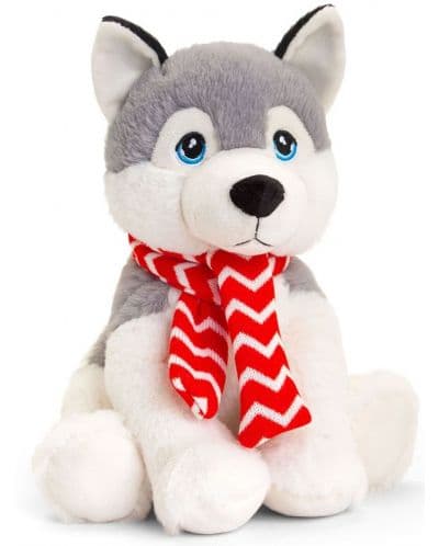 Eкологична плюшена играчка Keel Toys Keeleco - Хъски с шалче, 25 cm