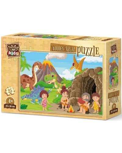 Дървен пъзел Art Puzzle от 25 части - Каменната ера