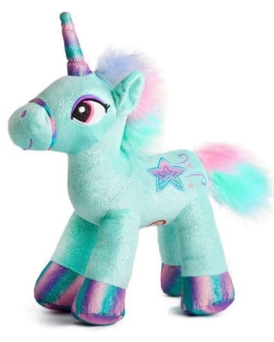 Плюшена играчка Амекс Тойс - Еднорог със светещ рог, 28 cm, зелен