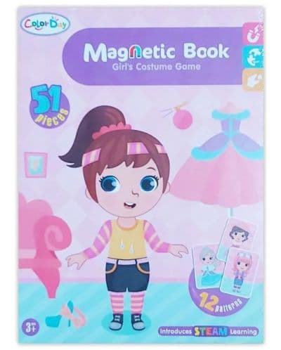 Магнитна книга Raya Toys - Момиче с дрехи, 51 части