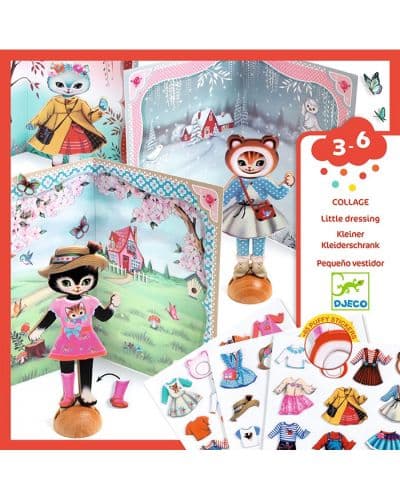 Игрален комплект Djeco - Облечи със стикери куклата little wardrobe