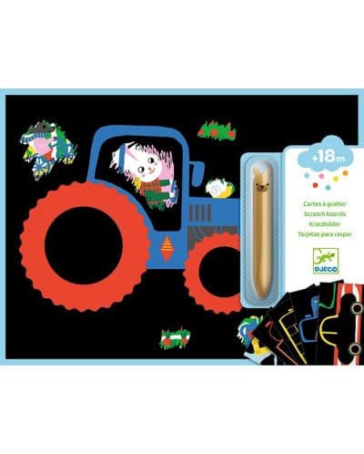 Игрален комплект Djeco - Скреч карти превозни средства