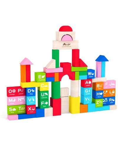 Дървен конструктор Acool Toy - 60 блокчета