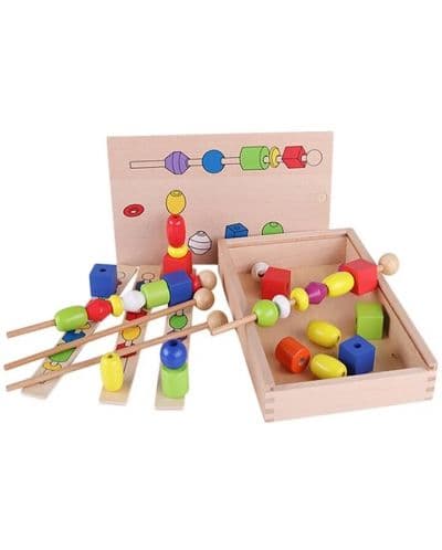 Дървен пъзел с мъниста на пръчка Acool Toy