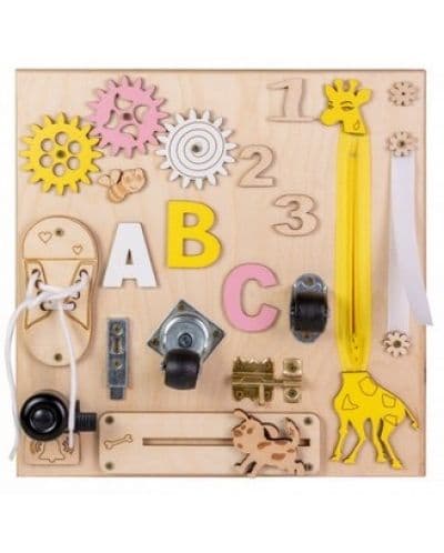 Дървена занимателна Монтесори дъска Moni Toys - С жирафче