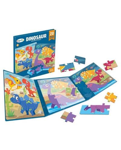 Магнитен пъзел 2 в 1 Raya Toys - Динозаври, 2 х 20 части