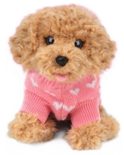 Плюшена играчка Studio Pets - Куче Пудел с блузка, Бисквитка, 23 cm