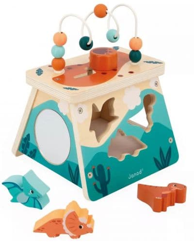 Дървена играчка Janod - Мултиактивен вулкан, Дино