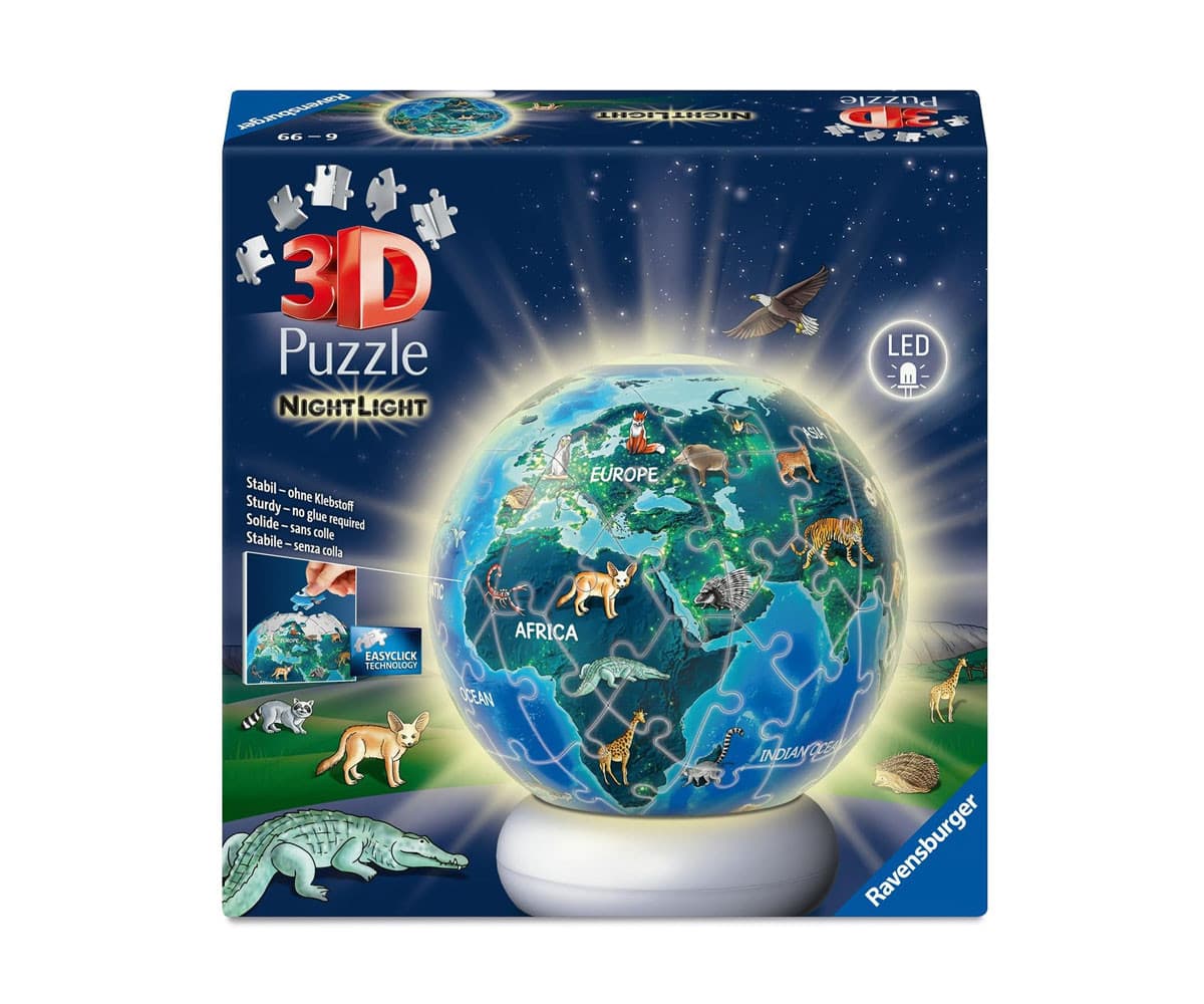 Светещ в тъмното 3D пъзел топка Ravensburger 72 ел. - Night Light: Земята през нощта