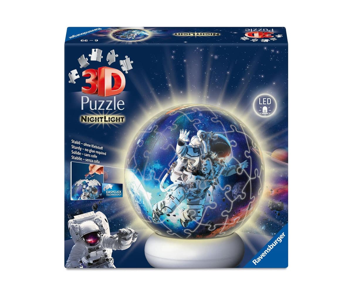 Светещ в тъмното 3D пъзел топка Ravensburger 72 ел. - Night Light: Астронавти в космоса