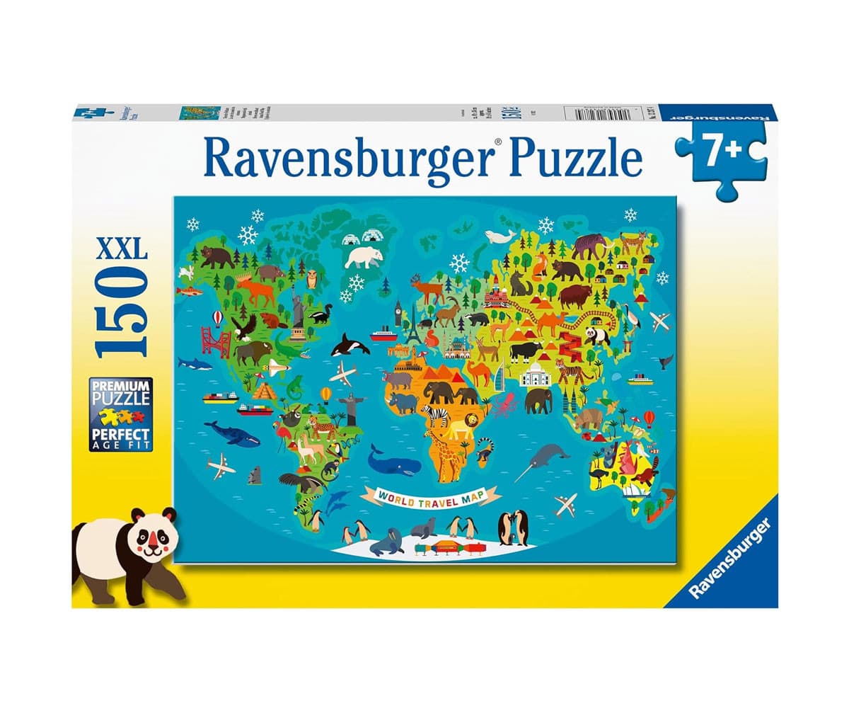 Пъзел Ravensburger 150 ел. XXL - Световна карта на животните