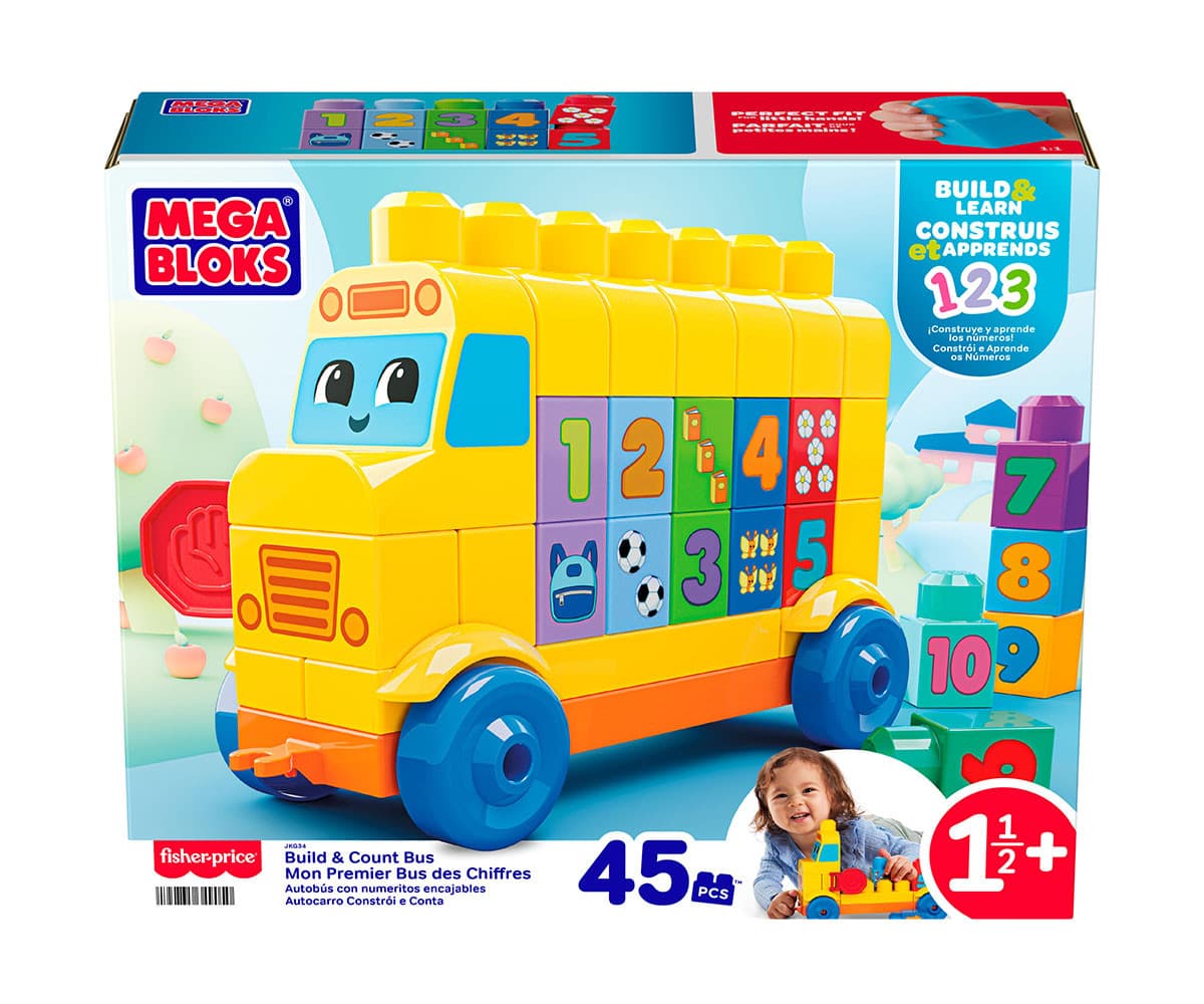 Mega Bloks - Комплект автобус с блокчета с цифри