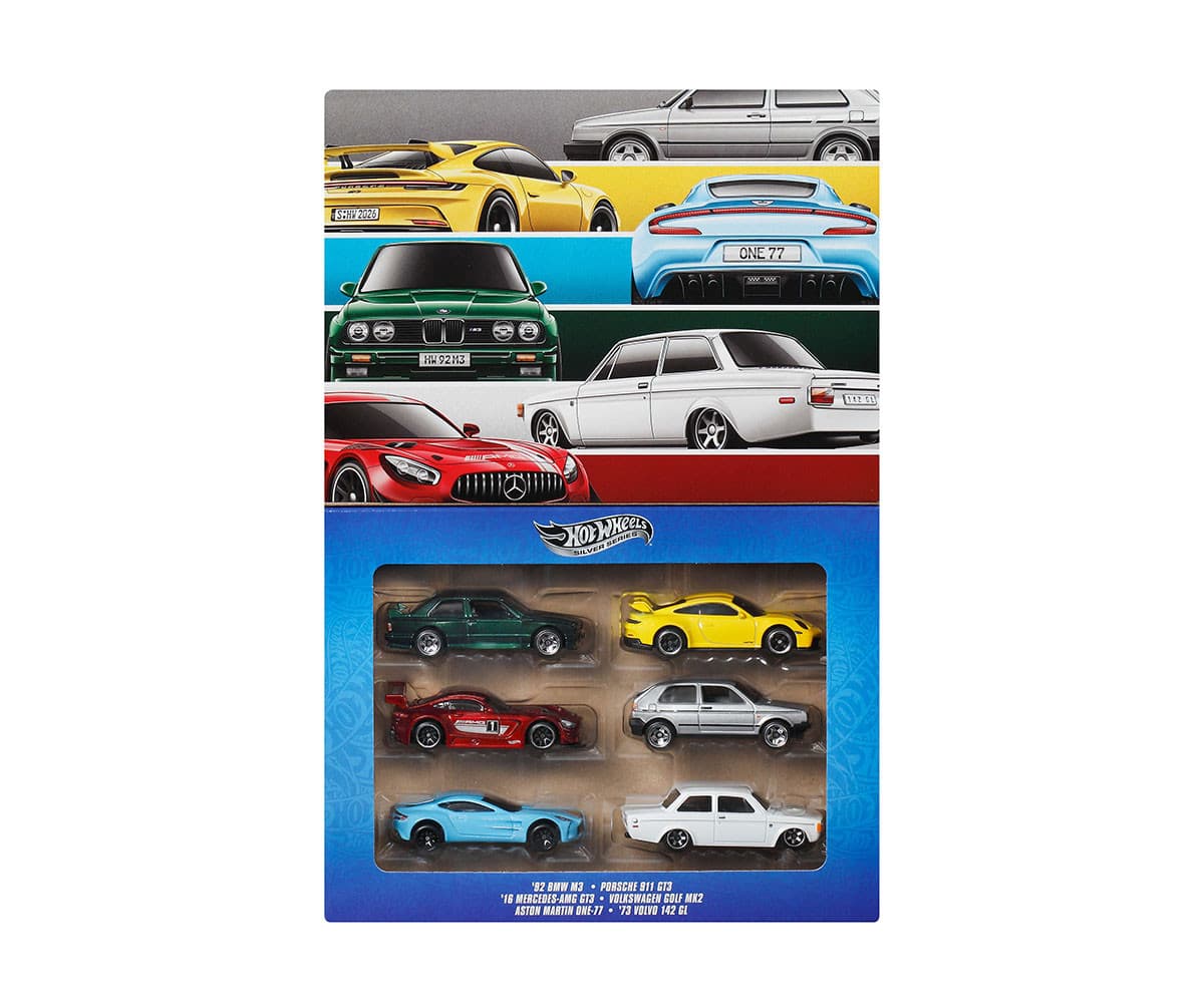 Hot Wheels Silver Series - Комплект 6 колички Европейски стил