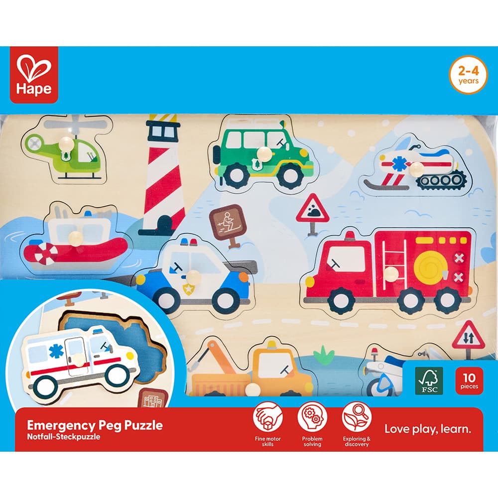 Дървен пъзел за игра, Hape, Спешна помощ, 10 части