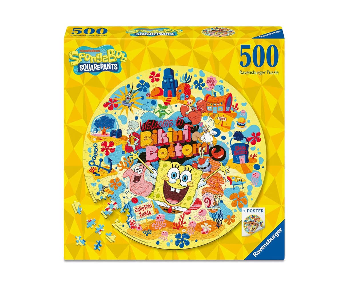Кръгъл пъзел Ravensburger 500 ел. - Спондж Боб Квадратни гащи