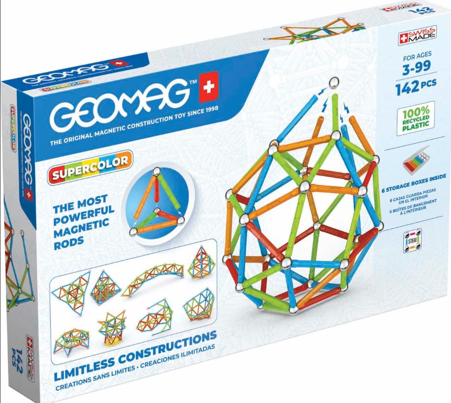 Магнитен конструктор, Geomag, Supercolor, 142 части