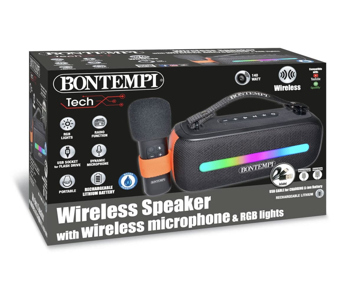 Bontempi - Безжична колонка с безжичен микрофон и RGB светлини