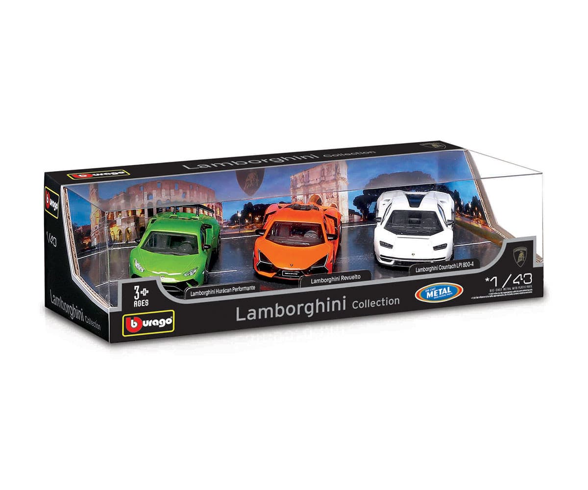 Bburago Street Fire - модел на кола 1:43 - Lamborghini, 3 колички в комплект