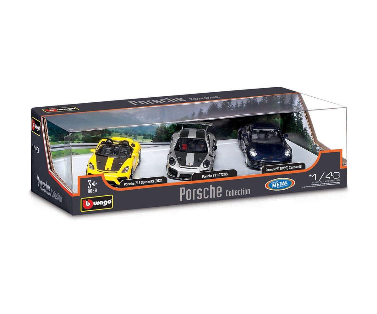 Bburago Street Fire - модел на кола 1:43 - Porsche, 3 колички в комплект