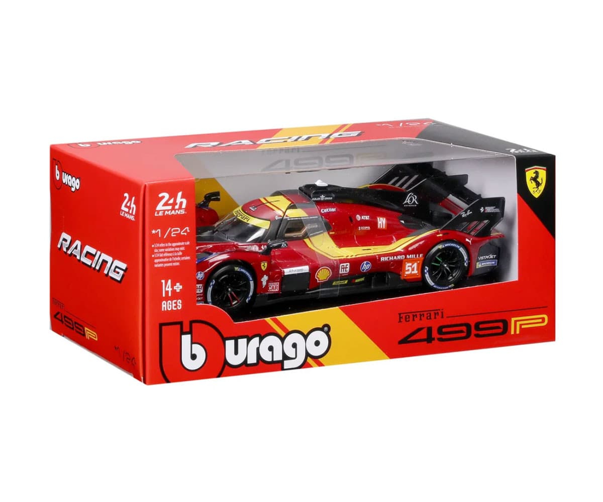 Bburago - модел на кола 1:24 - 499P (LeMans 2025), червен цвят #51
