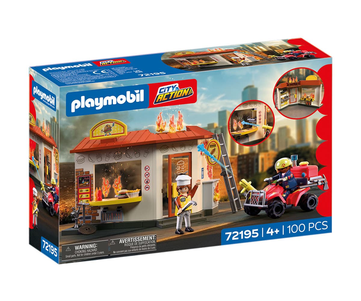 Playmobil - Пожарно АТВ с павилион за бургери