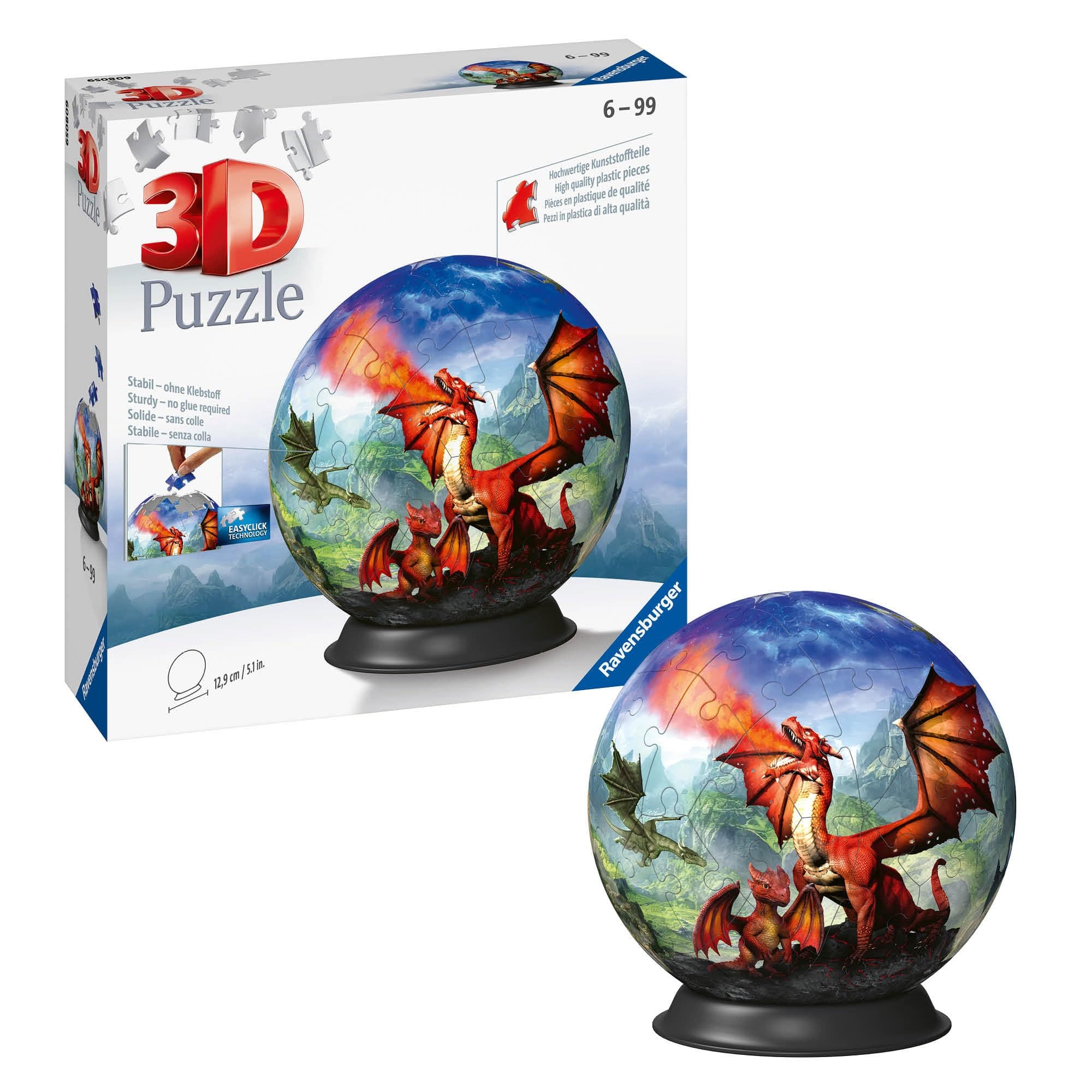 3D Пъзел топка Ravensburger 72 ел. - Мистичен дракон