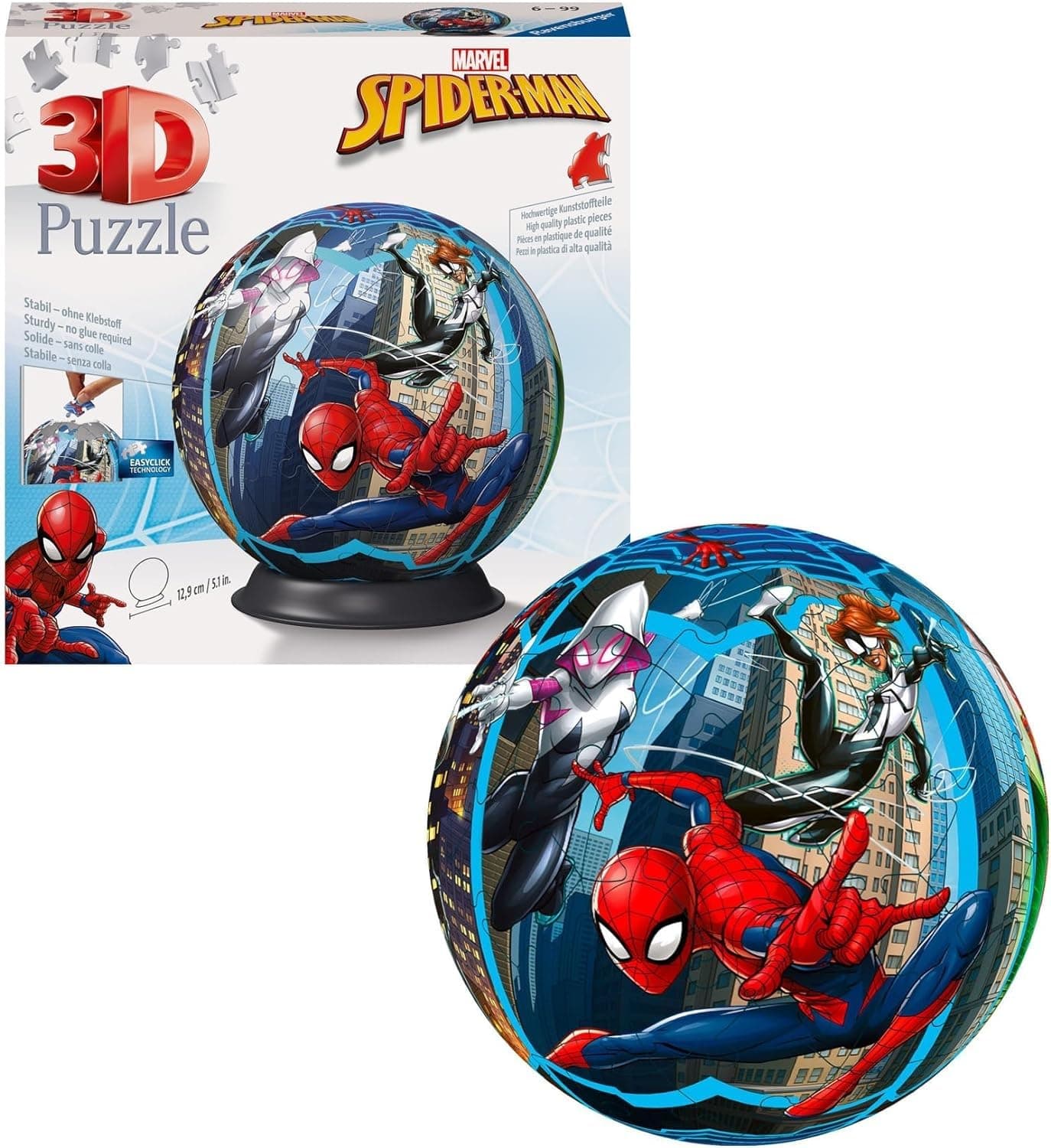 3D Пъзел топка Ravensburger 72 ел. - Спайдърмен