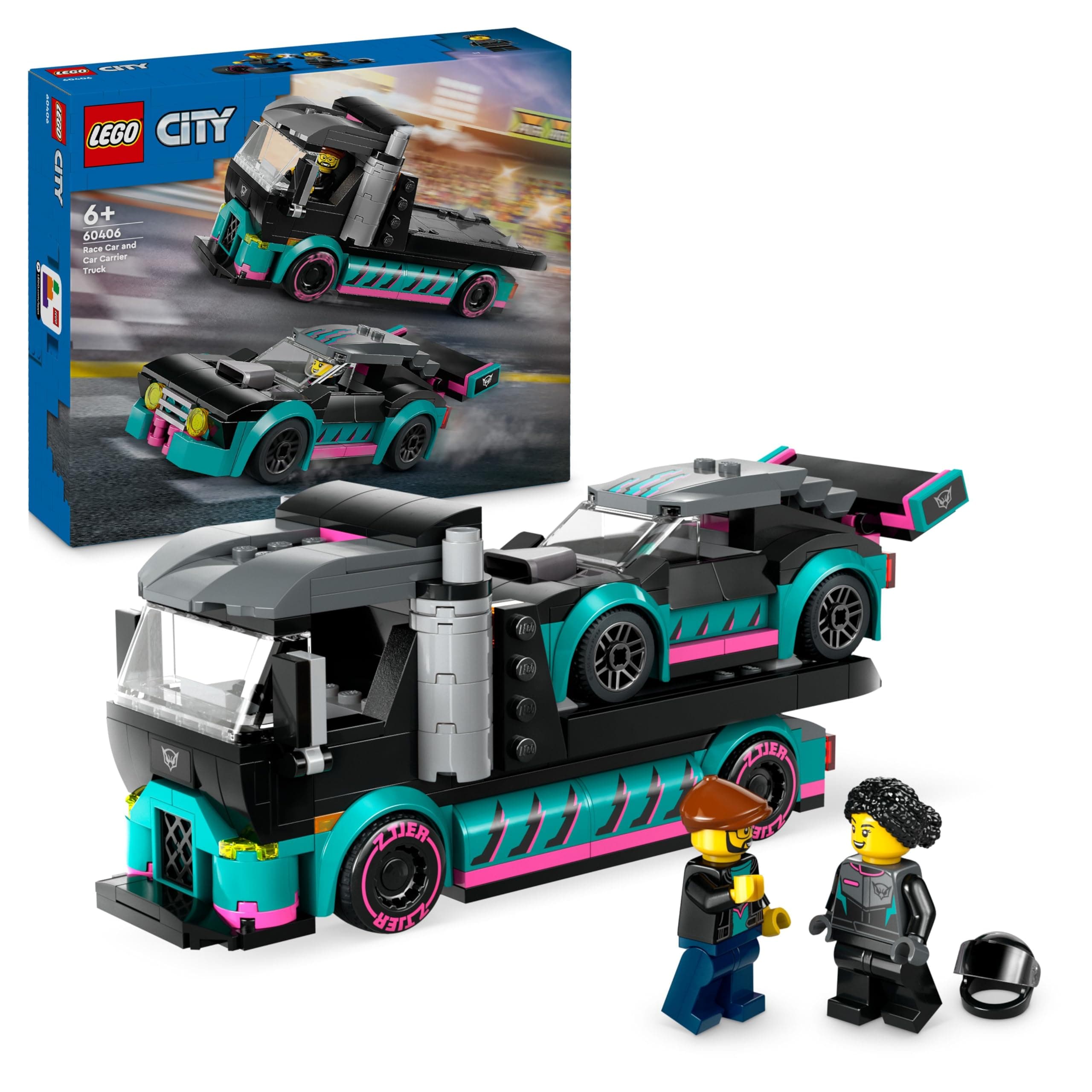 LEGO® City Great Vehicles 60406 - Състезателна кола и камион автовоз