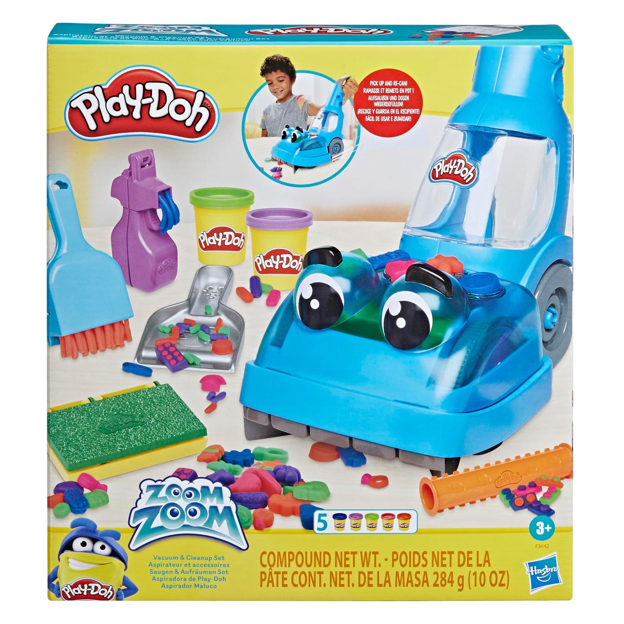 Play Doh - Прахосмукачка Zoom Zoom и комплект за почистване с 5 цвята