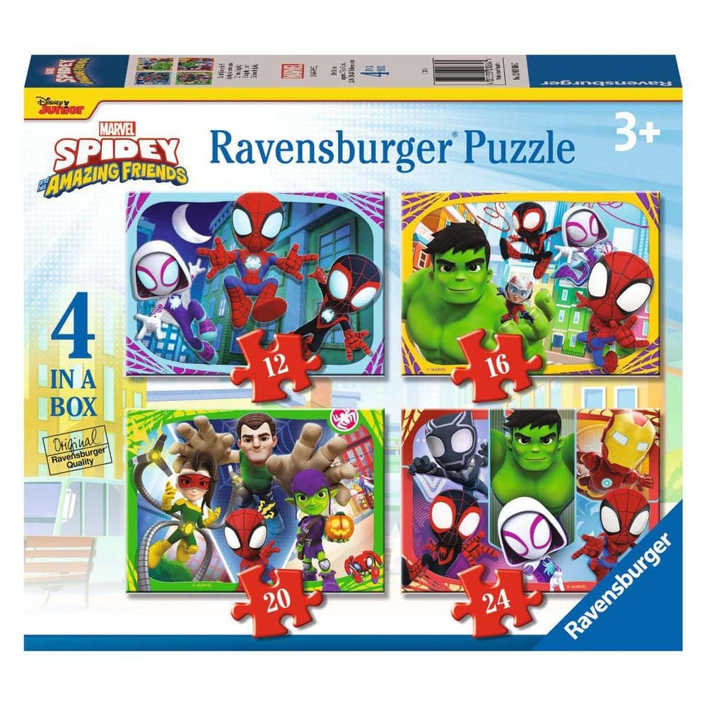Пъзел Ravensburger 4-в-1: 12/16/20/24 ел. - Спайди и неговите невероятни приятели