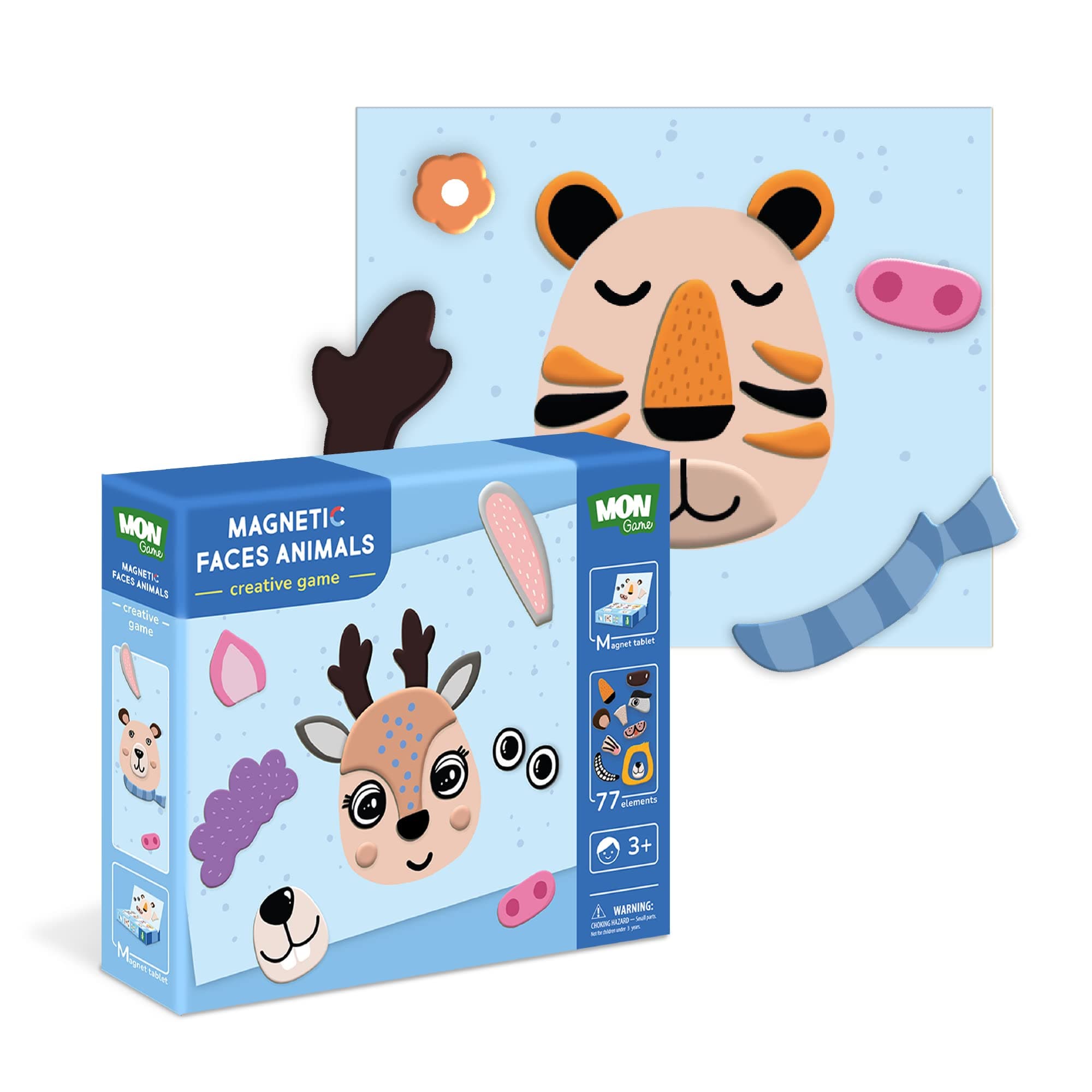 Магнитна игра 77 части Dodo - Лица на животни