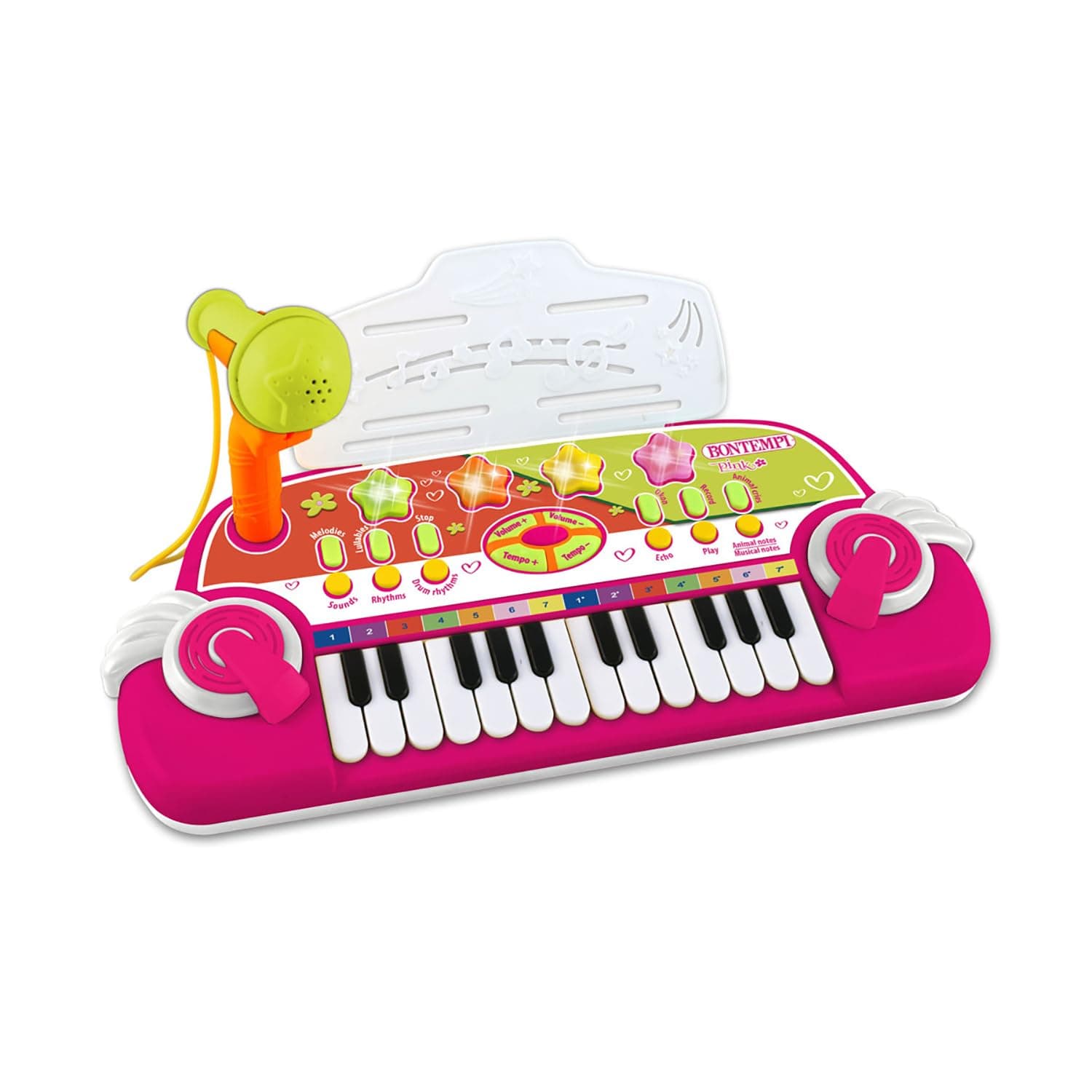 Bontempi - Електронен синтезатор 24 клавиша с микрофон, розов