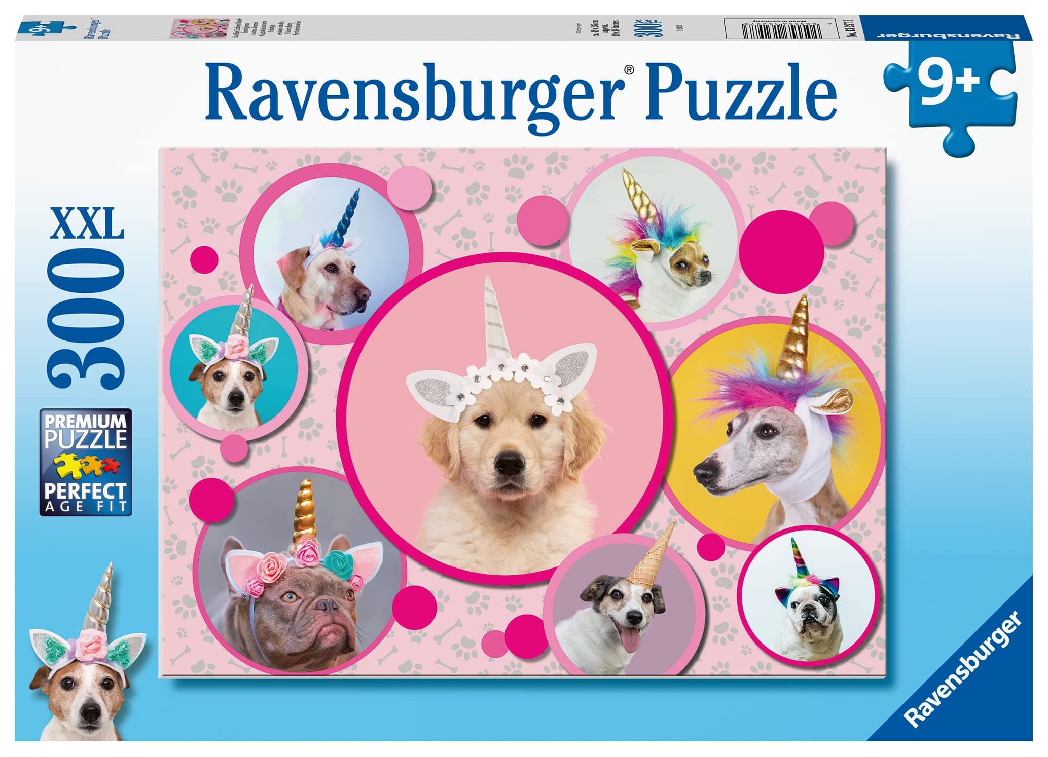Пъзел Ravensburger 300 ел. XXL - Сладки кученца с шапки на еднорог
