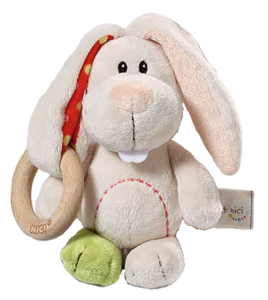 NICI Играчка Заекът Тили с дървен ринг, 15см. 3+ мес.