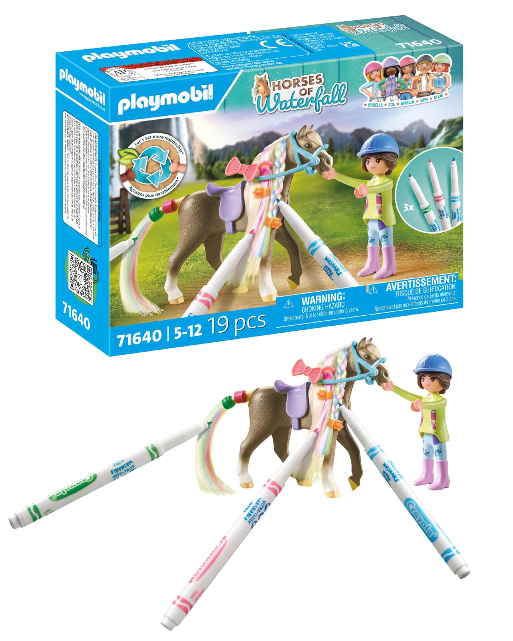 Playmobil - Комплект конче и фигурка с маркери за оцветяване