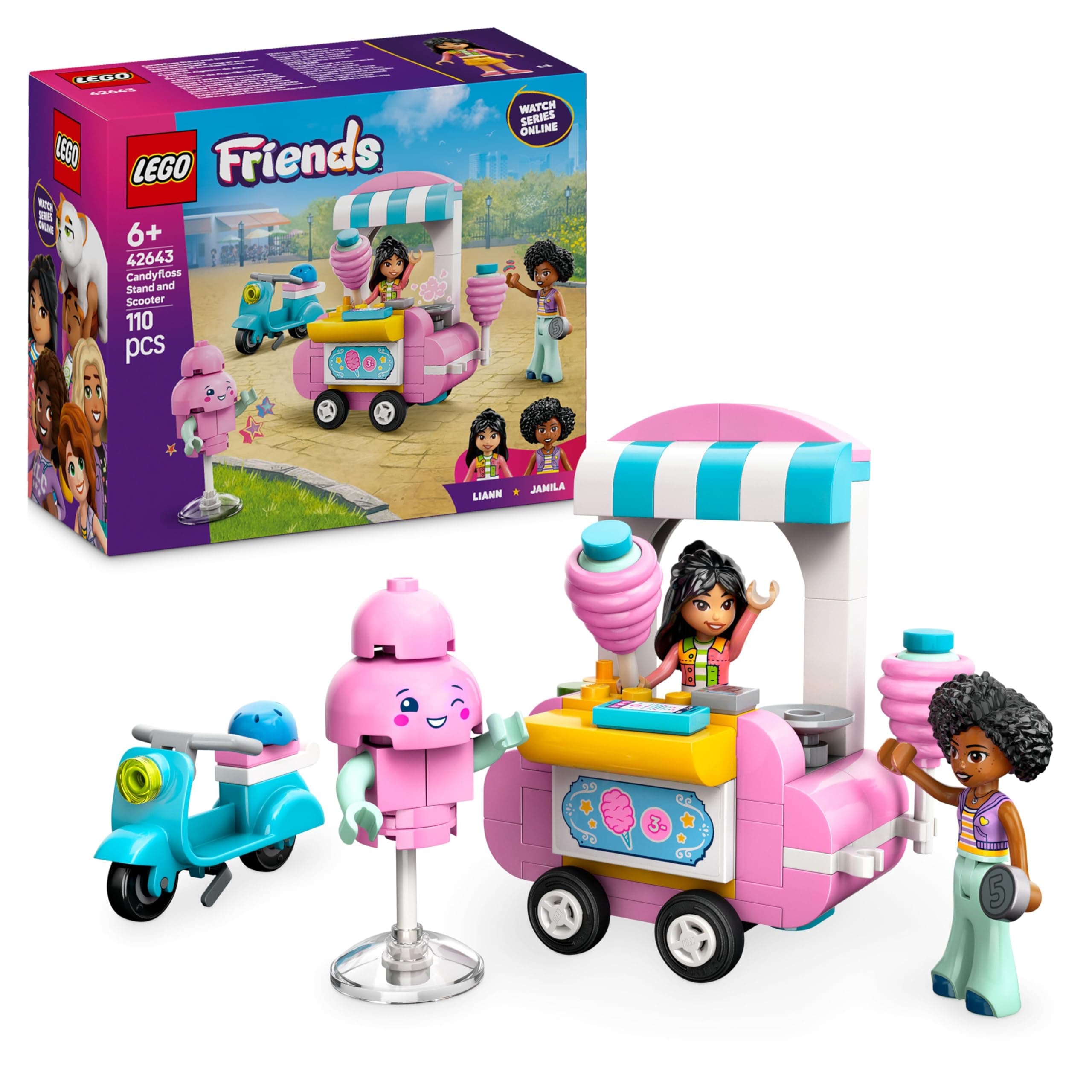 LEGO® Friends 42643 - Щанд за захарен памук и скутер