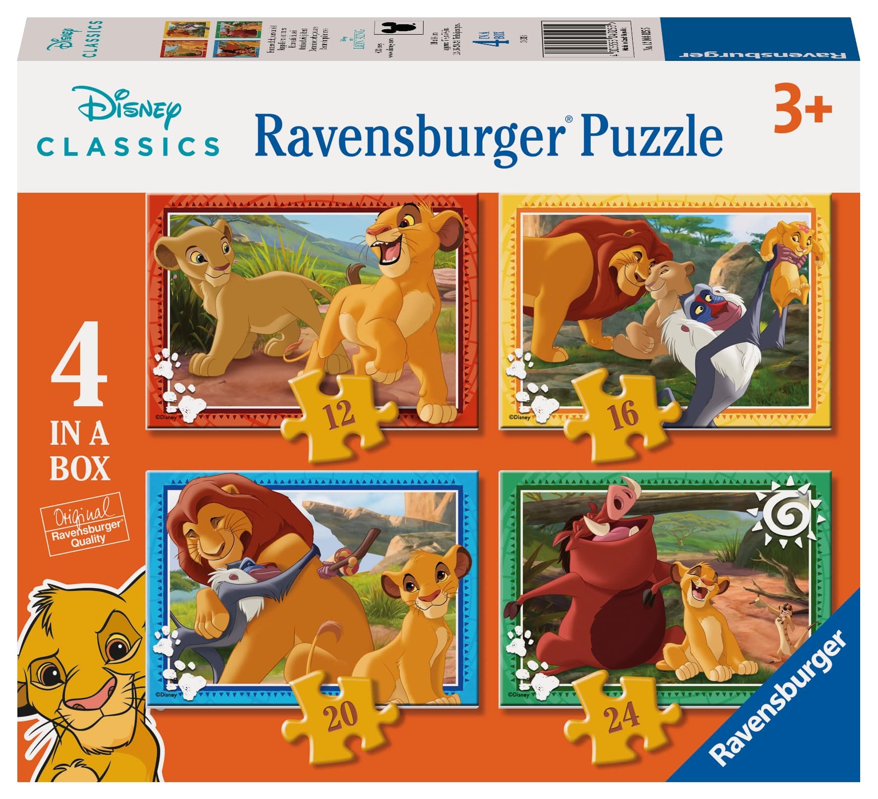 Пъзел Ravensburger 4-в-1: 12/16/20/24 ел. - Цар Лъв