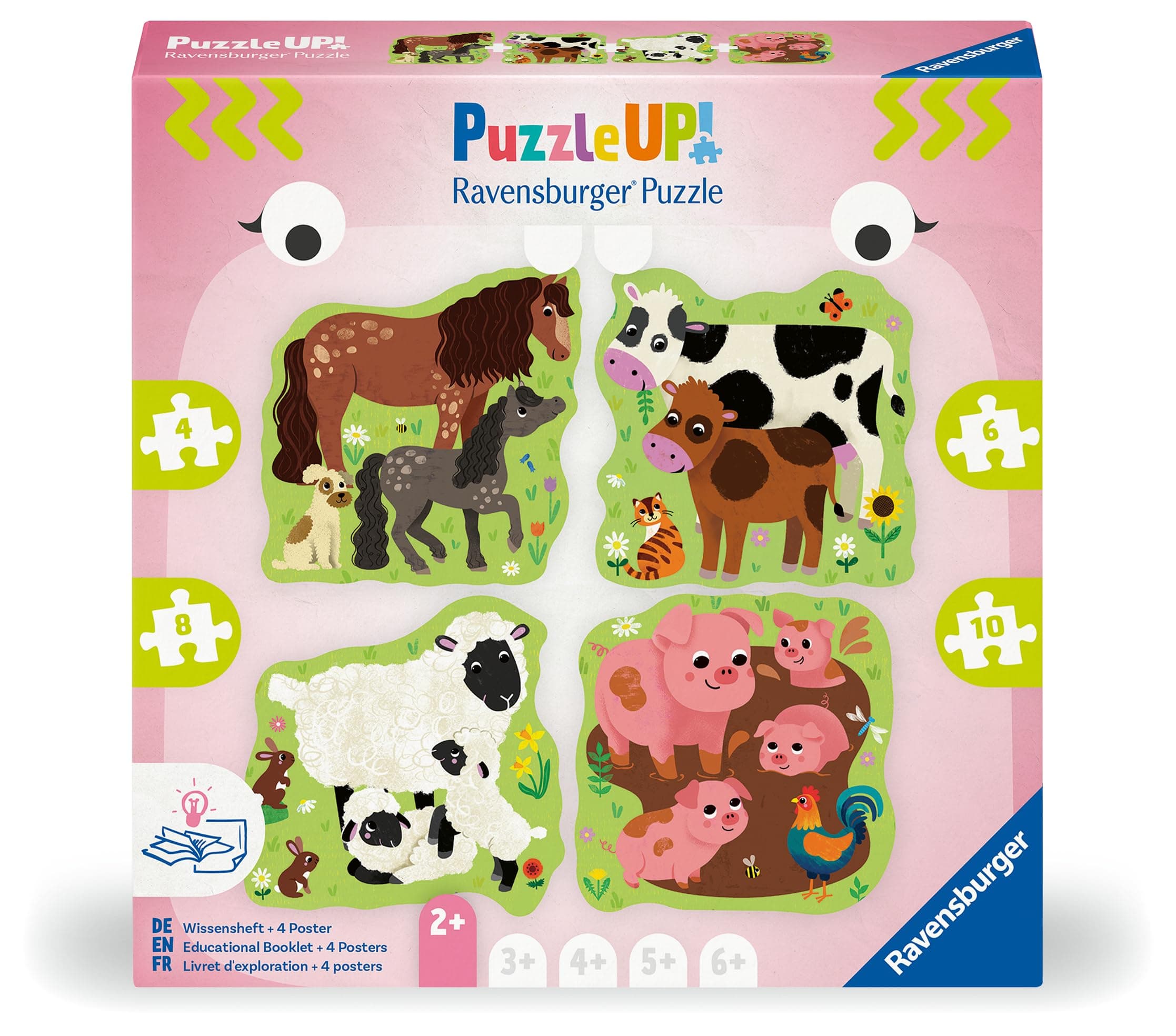 Пъзел Ravensburger 4-в-1: 4/6/8/10 ел. - Животни във фермата