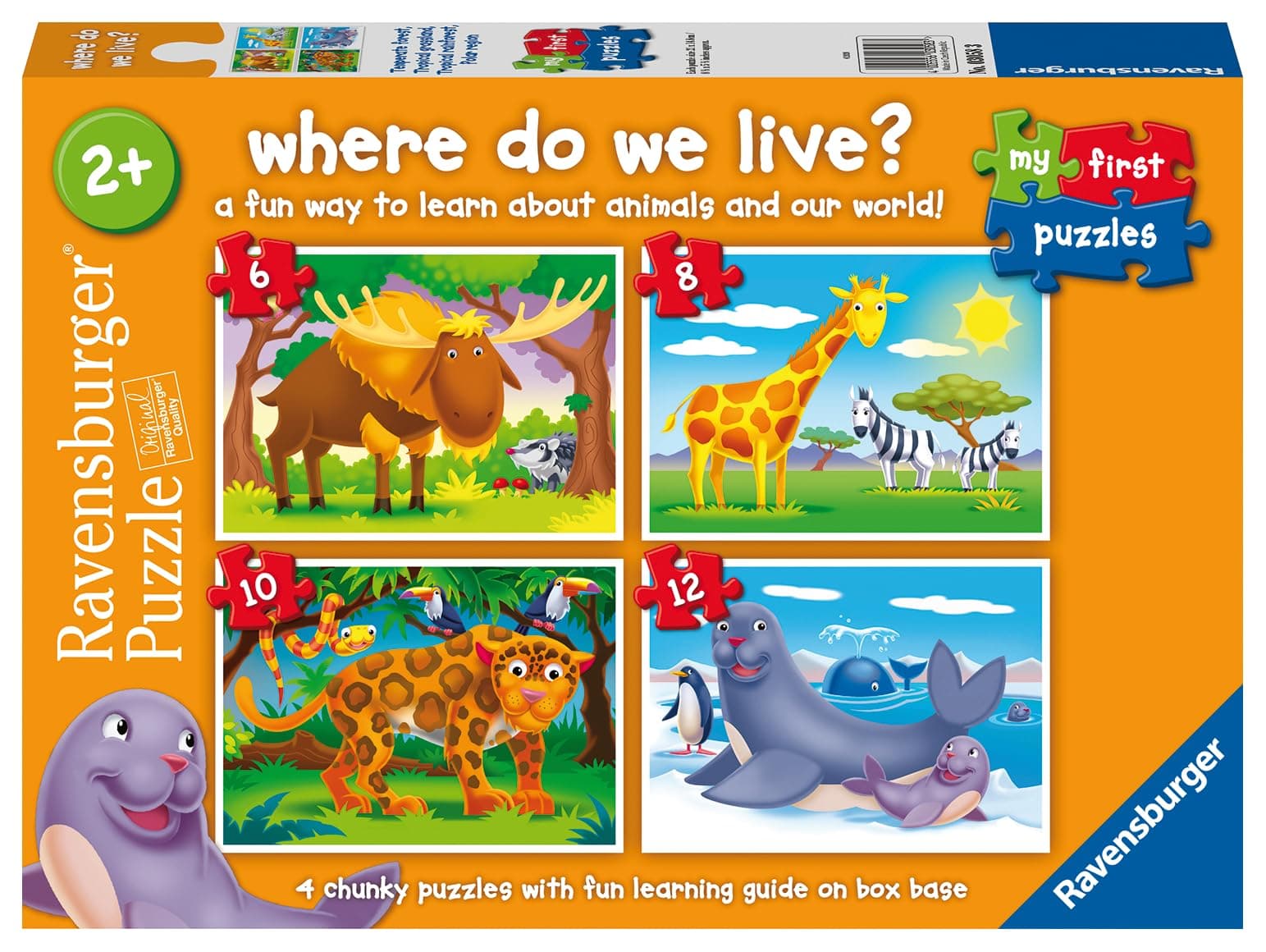 Моят първи Пъзел Ravensburger 4-в-1: 6/8/10/12 ел. - Къде живеем?