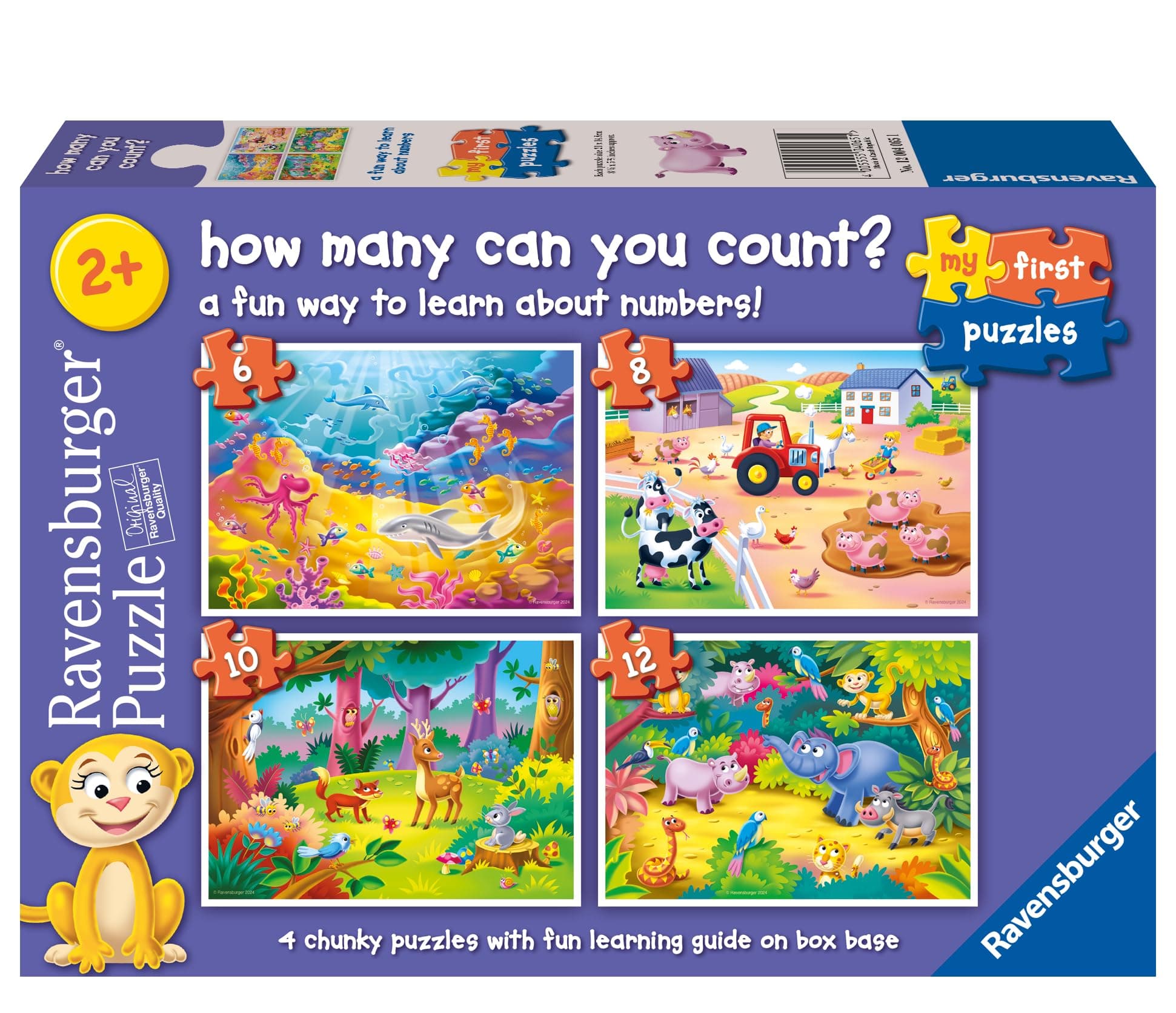 Моят първи Пъзел Ravensburger 4-в-1: 6/8/10/12 ел. - Колко можеш да преброиш?