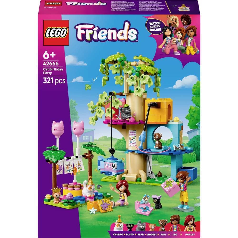 LEGO® Friends 42666 - Котешко парти за рожден ден и дървесна къща