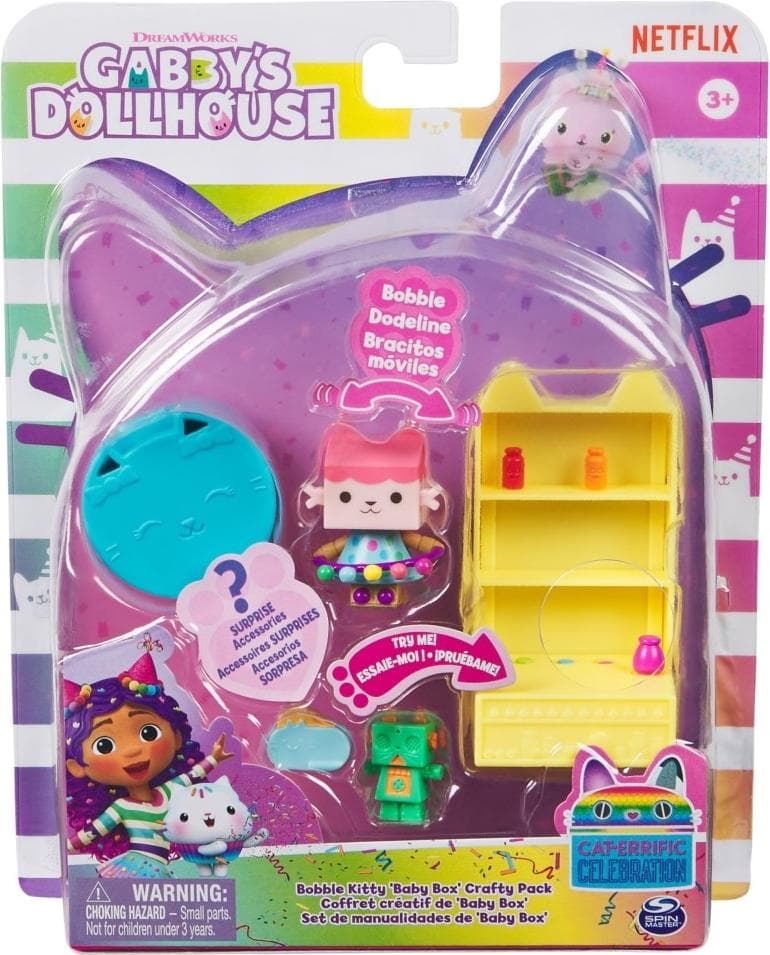 Gabby's Dollhouse - Фигурка Bobble с къща за кукли, Bobble Kitty Baby Box Crafty Pack