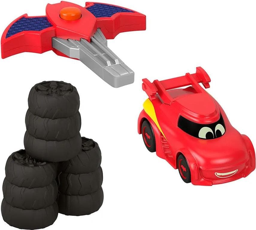 Състезателни колички 1:55 с изстрелвачка Batweels Fisher Price, Bam the Batmobile, синя